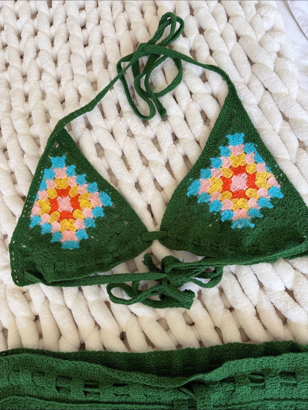 POL “ Cabo Crochet “  Bikini Top and Skirt Set — Colorful Granny Square